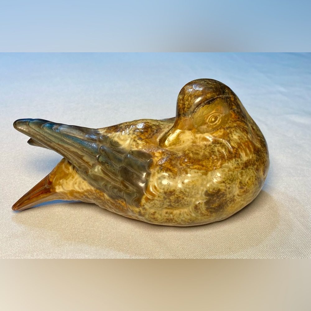 Ceramic Figurine Nesting Bird Duck 6.5”L
